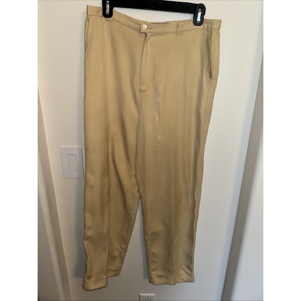 Tommy Bahama Trousers Pants Women's 100% Silk Dress Pants‎ Sz 10 Tan Spring Crop